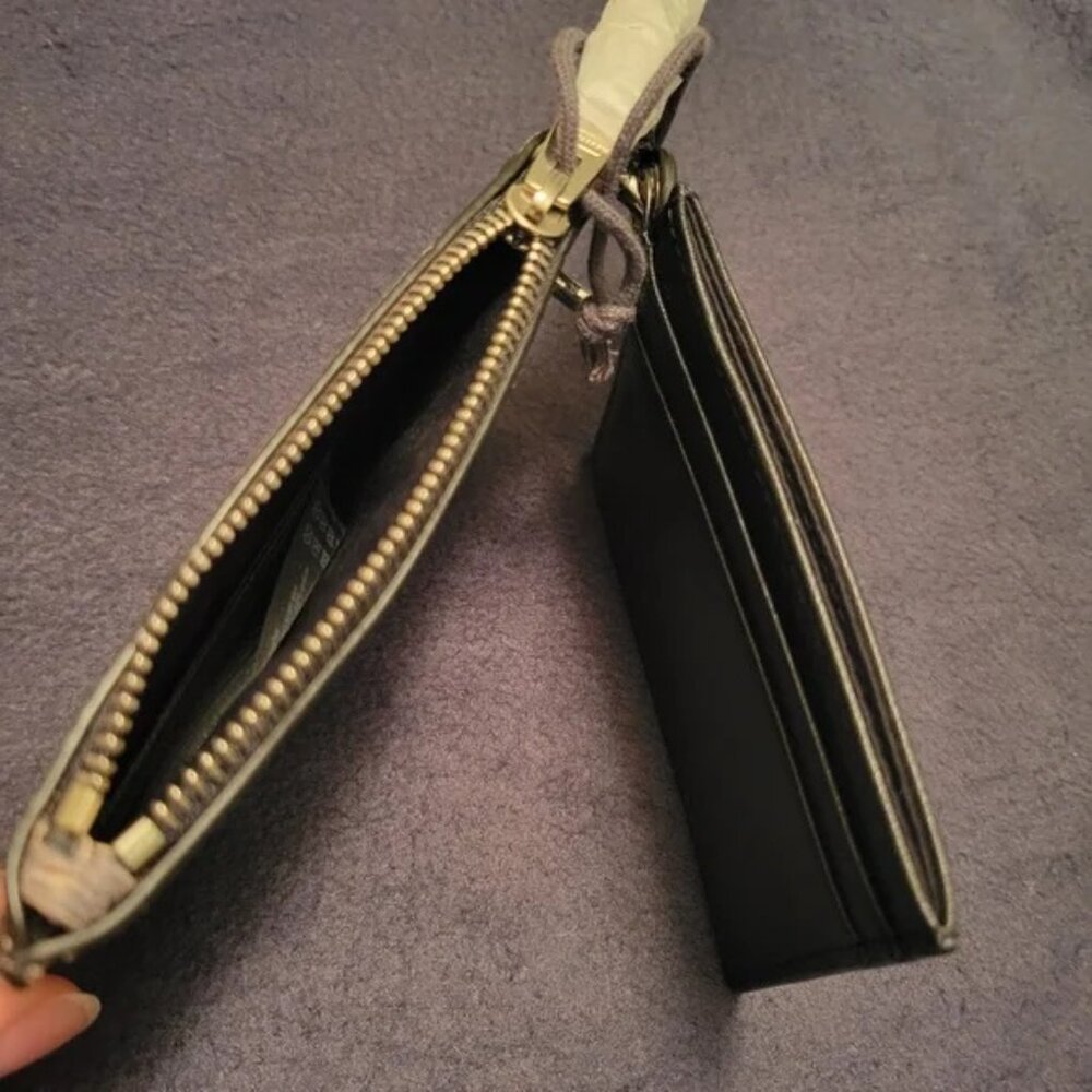 NWT All Saints Hocker Leather Key Fob ID Card holder Coin Purse Dual Pouch Grey - Picture 5 of 10